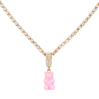 ✨Whimsical Gummy Bear Crystal Choker Necklace 🍬💖 - Adorable Multi-layered Clavicle Chain for Trendy Women!