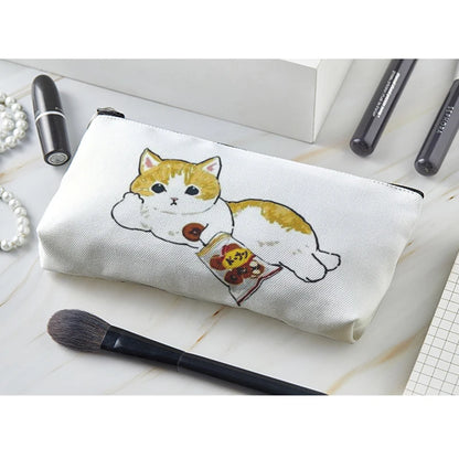 Adorable Kawaii Cat Makeup Bag 🐾✨ - Cute Canvas Cosmetic Organizer for Travel & Toiletries! 👜🌈