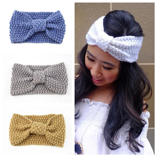 Kawaii Cozy Bowknot Knitted Headband 🎀 | Handmade Winter Hair Accessory for Stylish Women ❄️🌟