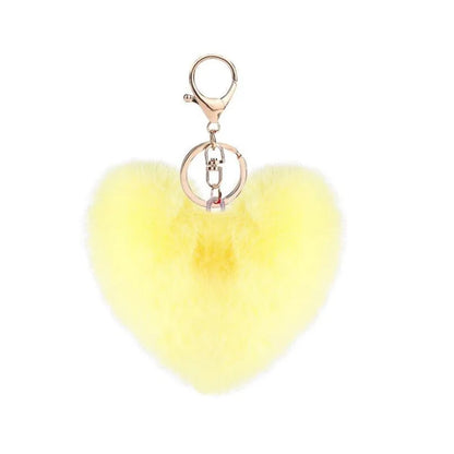 Kawaii Love Heart Pom Pom Keychain 💖✨ Fluffy Pompom Keyring for Girls - Adorable Bag Charm! 👜🎀