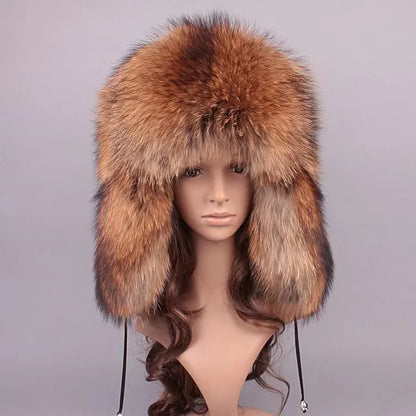 Cozy Winter Warm Raccoon Fur Lei Feng Hat For Outdoor Daily Use ❄️🐾