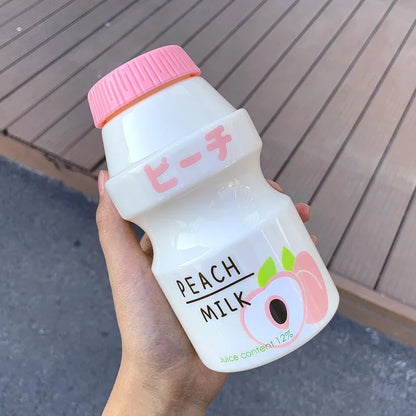 🍉 Cute & Colorful 480ml Frosted Fruit Water Bottle - Adorable Milk Carton Design for Kids! 🍑