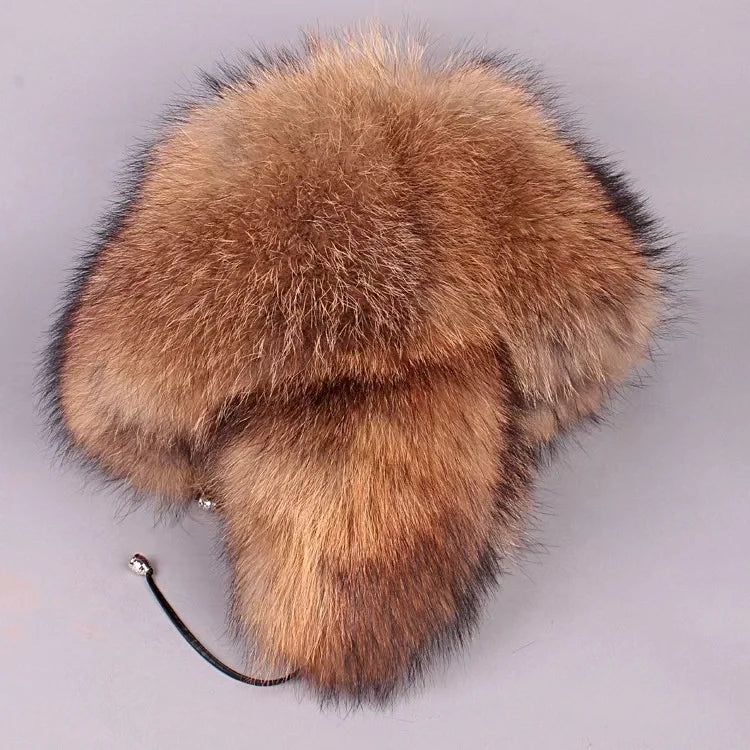 Cozy Winter Warm Raccoon Fur Lei Feng Hat For Outdoor Daily Use ❄️🐾