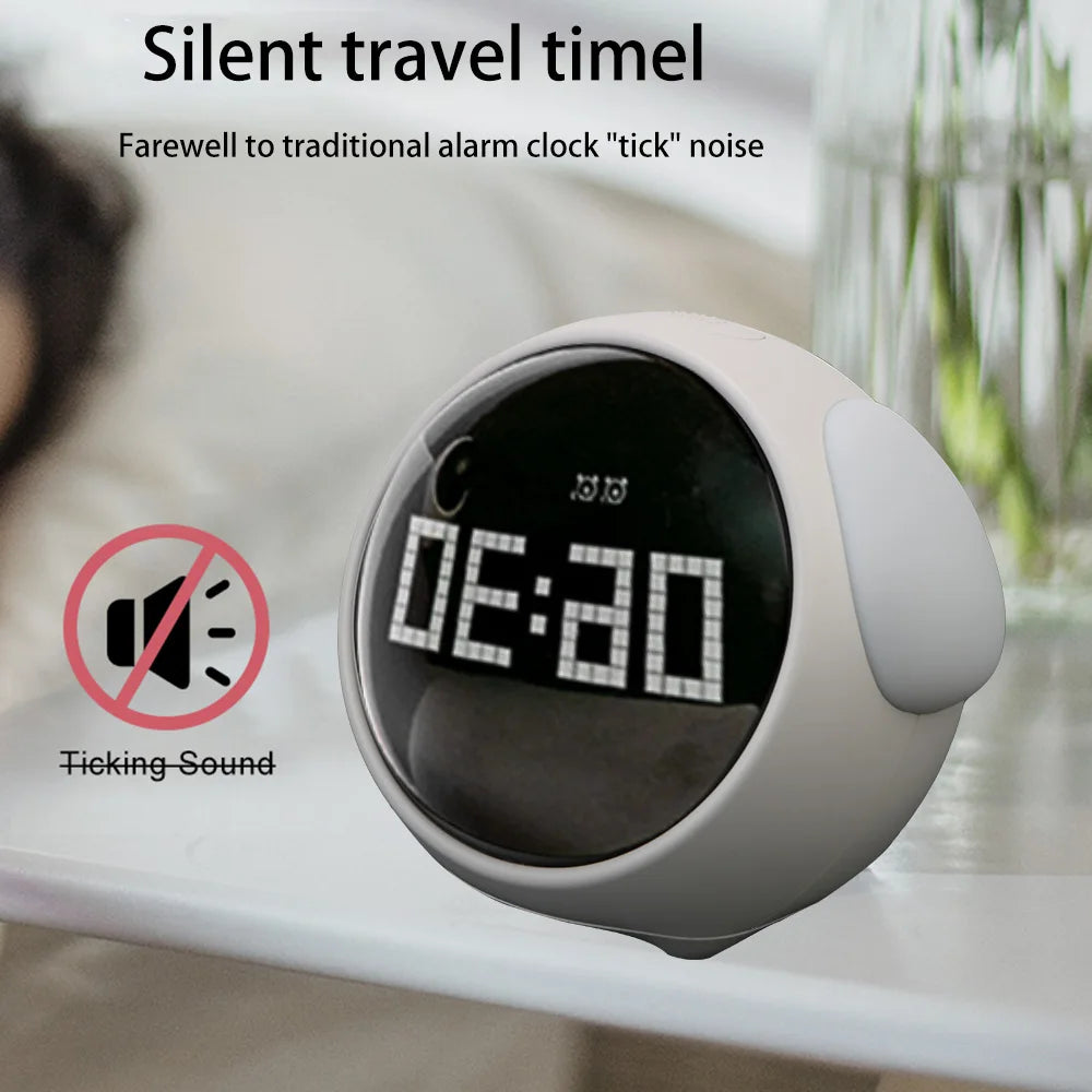 Kawaii LED Night Light Alarm Clock 🌙✨ - Adorable Voice-Controlled Timekeeper with Thermometer & Snooze Function for Kids! 🕒💖