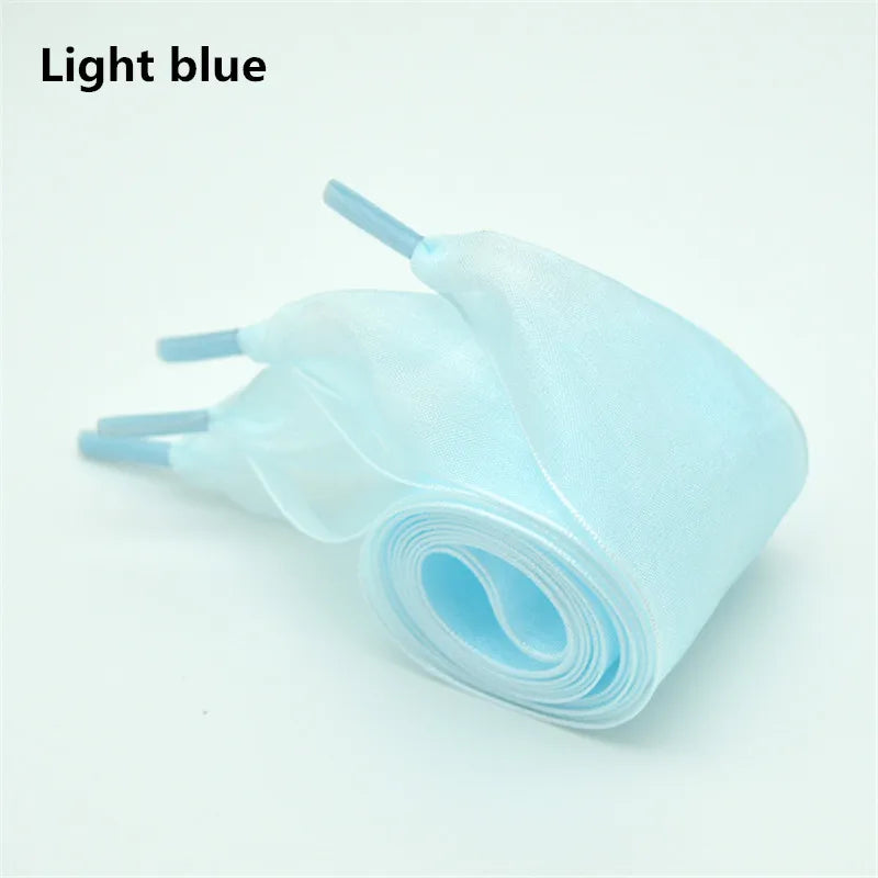 Wide 4cm Transparent Chiffon Silk Flat Shoelaces With Big Bow 👟🎀