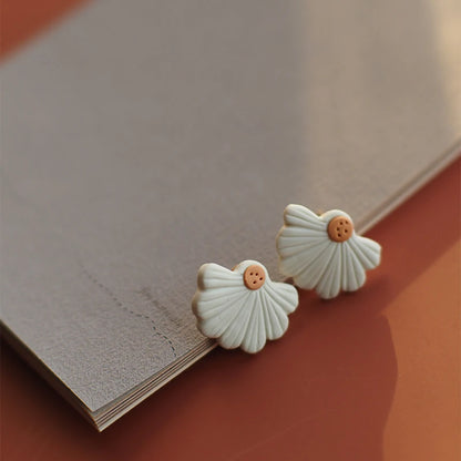 Handmade Pastel Pink Daisy Pattern Polymer Clay Dangle Earrings Set For Women 🌸💖