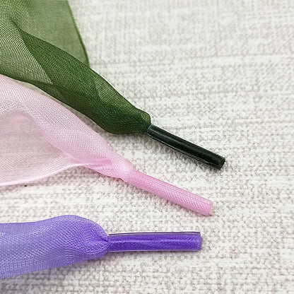 Wide 4cm Transparent Chiffon Silk Flat Shoelaces With Big Bow 👟🎀