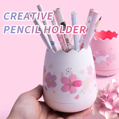 Kawaii Cherry Blossom Egg Pen Holder 🌸✨ | Cute Pink Storage Pencil Case for School & Office Supplies 🖊️🎀