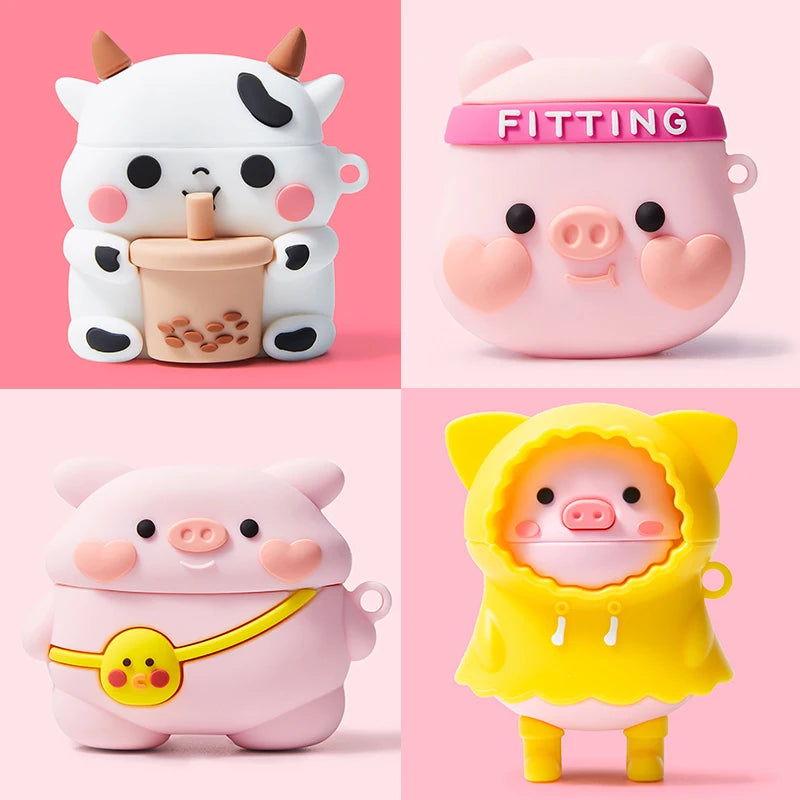 🎉✨ Adorable 3D Pig & Cow Silicone Case for AirPods Pro 🐷🐮 - Cute & Protective Earphone Cover! 🎧💖 - Pixie Quill