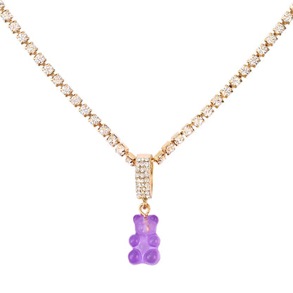 ✨Whimsical Gummy Bear Crystal Choker Necklace 🍬💖 - Adorable Multi-layered Clavicle Chain for Trendy Women!