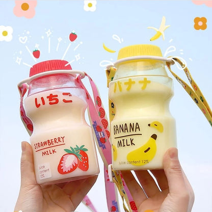 🍉 Cute & Colorful 480ml Frosted Fruit Water Bottle - Adorable Milk Carton Design for Kids! 🍑