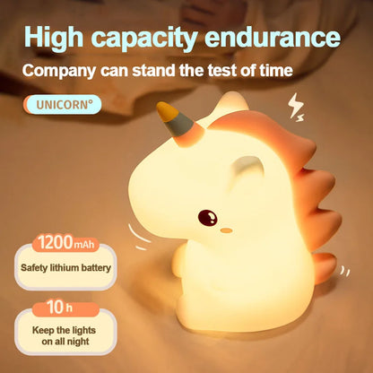 Kawaii Unicorn LED Night Light 🌈✨ - Adorable Touch Lamp for Kids' Rooms 🦄💖 - USB Rechargeable Cartoon Decor & Perfect Gift!