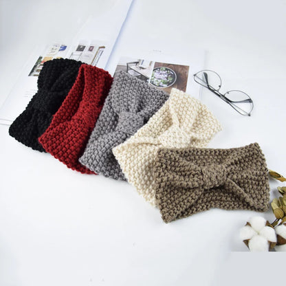 Kawaii Cozy Bowknot Knitted Headband 🎀 | Handmade Winter Hair Accessory for Stylish Women ❄️🌟