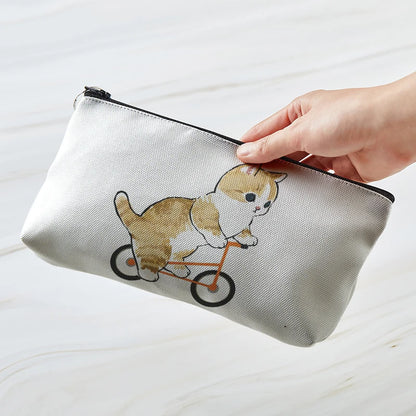Adorable Kawaii Cat Makeup Bag 🐾✨ - Cute Canvas Cosmetic Organizer for Travel & Toiletries! 👜🌈