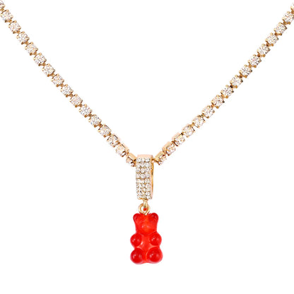 ✨Whimsical Gummy Bear Crystal Choker Necklace 🍬💖 - Adorable Multi-layered Clavicle Chain for Trendy Women!
