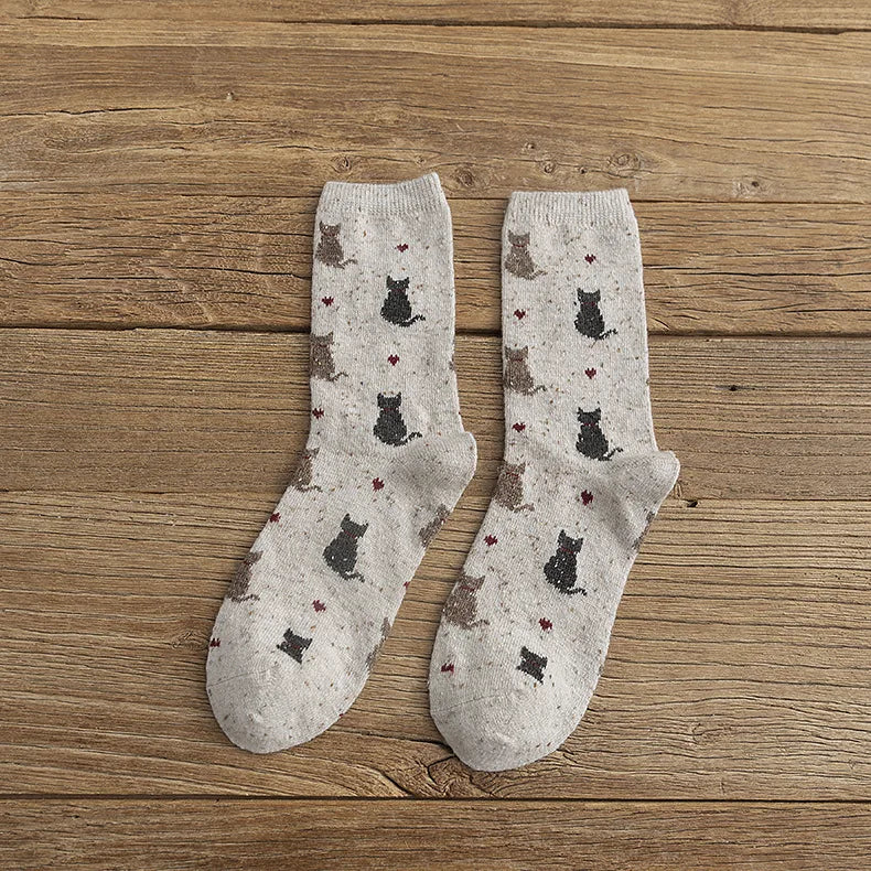 🐾 Cozy Cat Cuddles: Adorable Japanese Style Thick Socks for Women 🐱✨