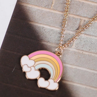 Kawaii Rainbow Heart Cloud Pendant Necklace 🌈✨ | Cute Choker for Parties & Gifts 🎁💕