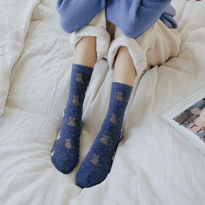 🐾 Cozy Cat Cuddles: Adorable Japanese Style Thick Socks for Women 🐱✨