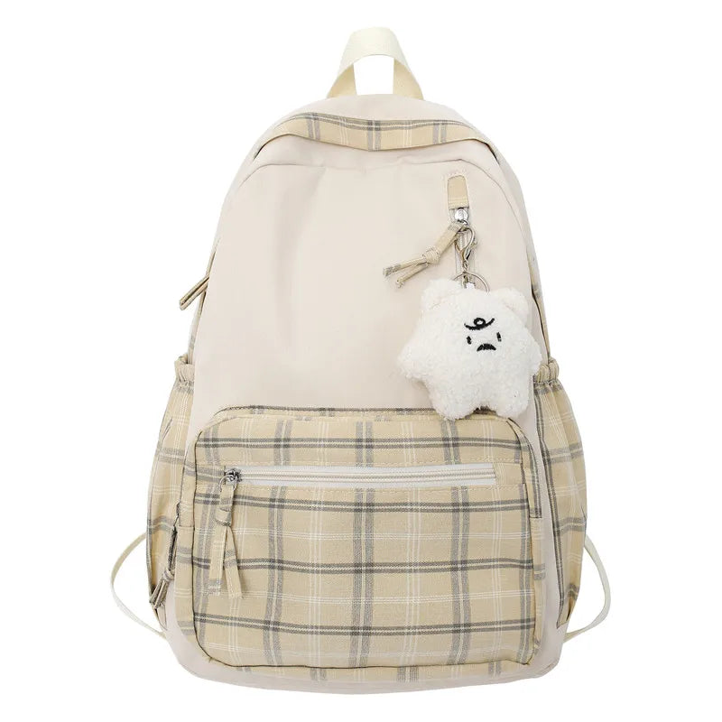 Kawaii Plaid Dream Backpack 🎒✨ | Cute Girl's Travel & School Bag for Stylish Adventures! 🌈💖