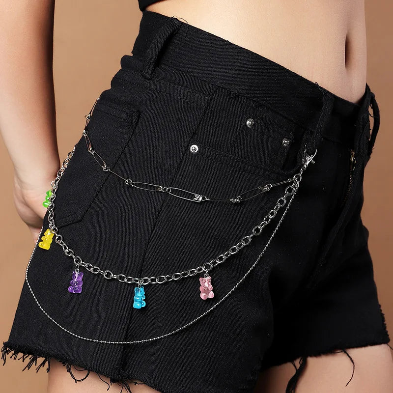 Kawaii Rainbow Resin Keychain 🌈✨ | Cute Hip Hop Waist Chain for Men & Women | Colorful Acrylic Flower Punk Jewelry 🌸💖