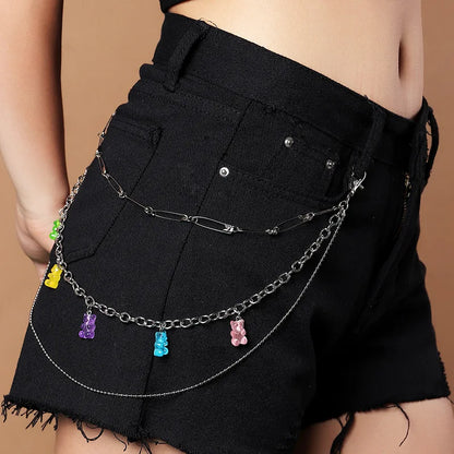 Kawaii Rainbow Resin Keychain 🌈✨ | Cute Hip Hop Waist Chain for Men & Women | Colorful Acrylic Flower Punk Jewelry 🌸💖