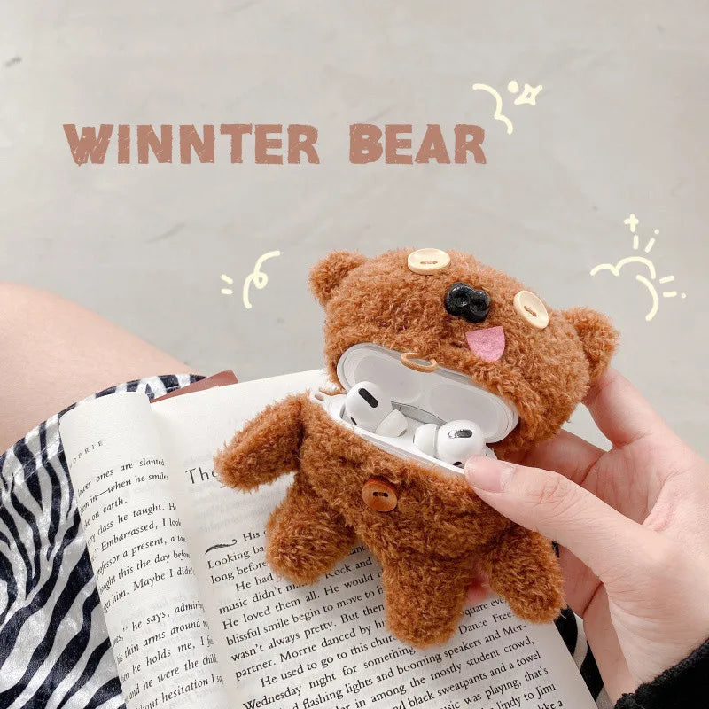 Kawaii 3D Plush Bear Earphone Case 🐻✨ for AirPods 1 2 3 4 Pro2 - Cute & Protective Silicone Cover! 🎧💖