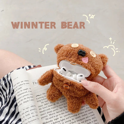 Kawaii 3D Plush Bear Earphone Case 🐻✨ for AirPods 1 2 3 4 Pro2 - Cute & Protective Silicone Cover! 🎧💖