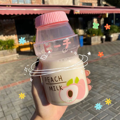 🍉 Cute & Colorful 480ml Frosted Fruit Water Bottle - Adorable Milk Carton Design for Kids! 🍑