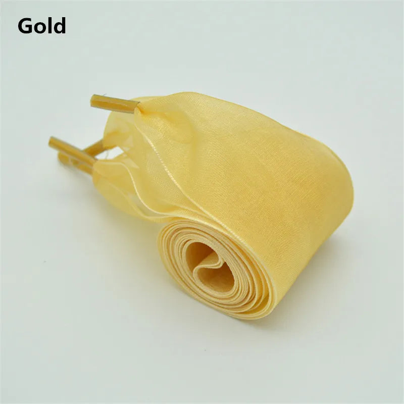 Wide 4cm Transparent Chiffon Silk Flat Shoelaces With Big Bow 👟🎀