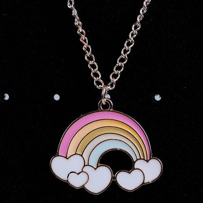Kawaii Rainbow Heart Cloud Pendant Necklace 🌈✨ | Cute Choker for Parties & Gifts 🎁💕