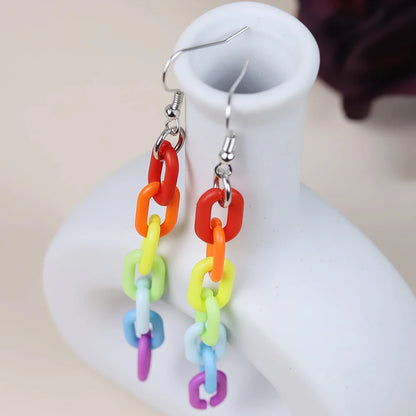 Kawaii Rainbow Acrylic Drop Earrings 🌈✨ Fun & Colorful Long Pendants for Women 🎀 Perfect Gift!