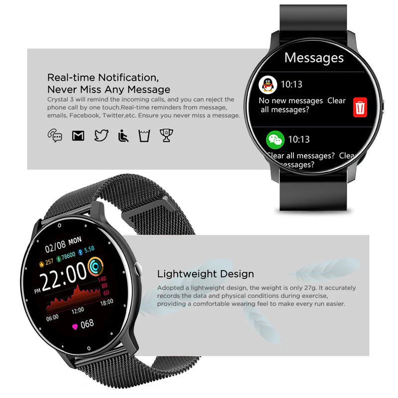 Kawaii Fitness Charm: Stylish Full Touch Screen Smart Watch for Ladies 🌸✨