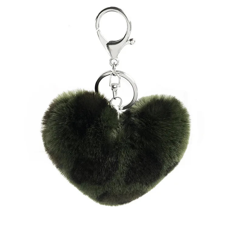 Kawaii Leopard Love Heart Keychain 🐆💖 | Plush Fur Ball Pendant for Bags & Car Keys | Cute Gift Idea 🎁✨