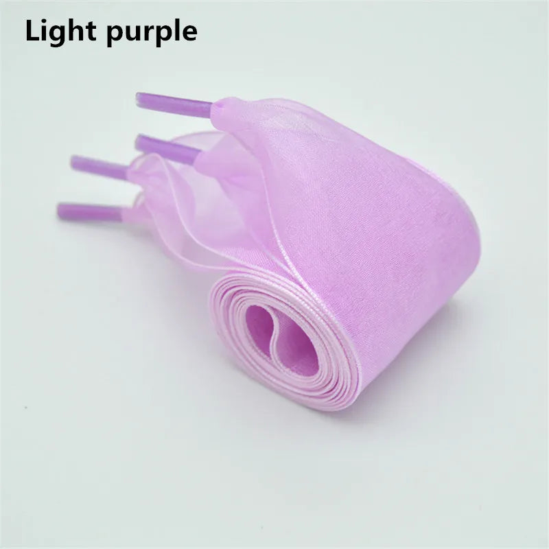 Wide 4cm Transparent Chiffon Silk Flat Shoelaces With Big Bow 👟🎀