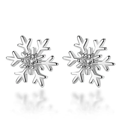 Delicate Snowflake Charm Stud Earrings Women Christmas Gift Crystal Zircon ❄️✨