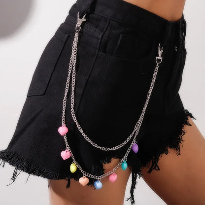 Kawaii Rainbow Resin Keychain 🌈✨ | Cute Hip Hop Waist Chain for Men & Women | Colorful Acrylic Flower Punk Jewelry 🌸💖