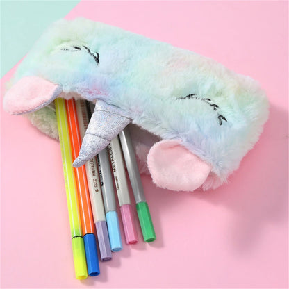 Kawaii Plush Unicorn Pencil Case 🦄✨ | Cute School Supplies & Stationery Storage Bag 🎒✏️