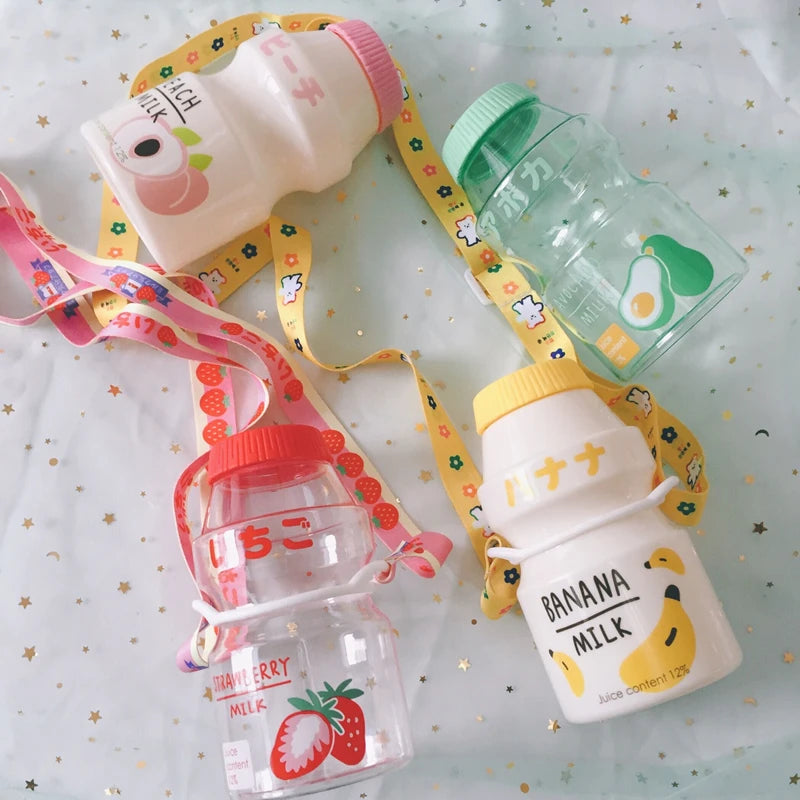 🍉 Cute & Colorful 480ml Frosted Fruit Water Bottle - Adorable Milk Carton Design for Kids! 🍑
