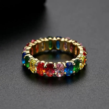 Kawaii Rainbow Sparkle CZ Baguette Ring 🌈✨ | Cute Engagement & Wedding Jewelry 💍💖