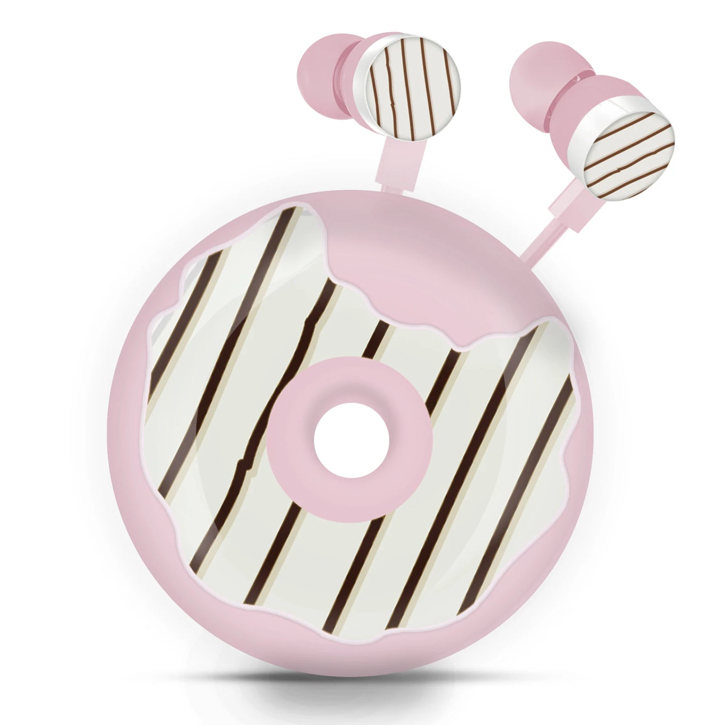Kawaii Donut Earbuds 🍩✨ - Adorable Wired Headphones with Microphone & Cute Case for Kids 🎧🐾