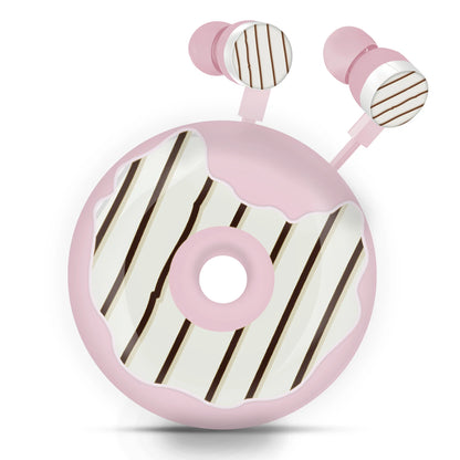 Kawaii Donut Earbuds 🍩✨ - Adorable Wired Headphones with Microphone & Cute Case for Kids 🎧🐾
