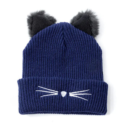 Whimsical Cat Ear Beanie For Women Warm Winter Hat Cute Accessory 🐱❄️
