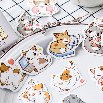Kawaii Cat Paradise 🎀 45pcs Adorable Decorative Stickers for DIY Diaries & Crafts 🐾 Perfect Gift for Kids!