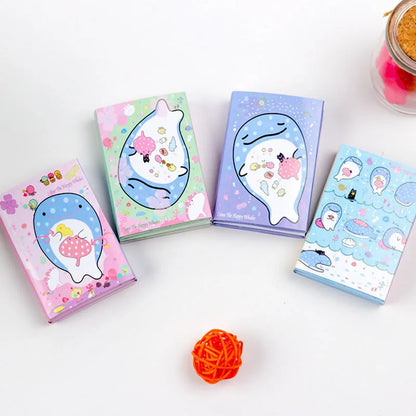 Kawaii Whale Memo Pad 🐋✨ - Adorable Folding Sticky Notes for School & Office Fun! 📚💖