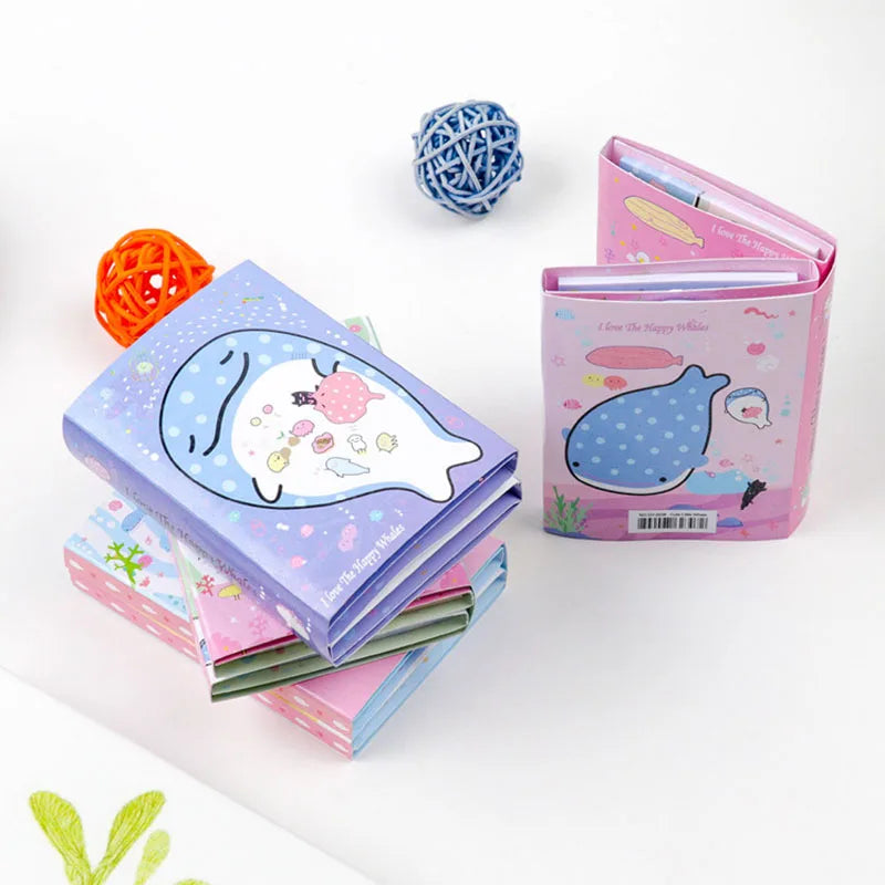 Kawaii Whale Memo Pad 🐋✨ - Adorable Folding Sticky Notes for School & Office Fun! 📚💖