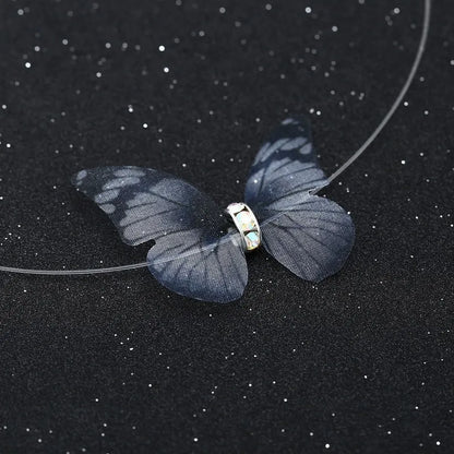 Kawaii Butterfly Crystal Choker 🌈✨ - Colorful Yarn Necklace for Girls & Women 🎀💖 - Perfect Gift for Parties!
