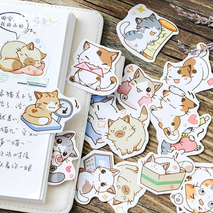 Kawaii Cat Paradise 🎀 45pcs Adorable Decorative Stickers for DIY Diaries & Crafts 🐾 Perfect Gift for Kids!
