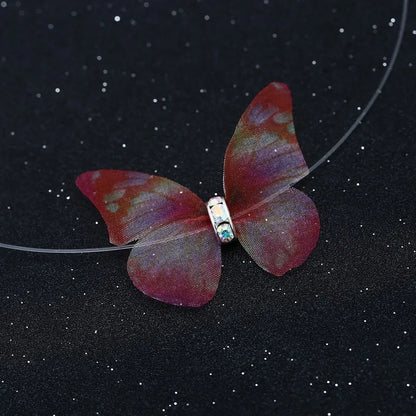 Kawaii Butterfly Crystal Choker 🌈✨ - Colorful Yarn Necklace for Girls & Women 🎀💖 - Perfect Gift for Parties!