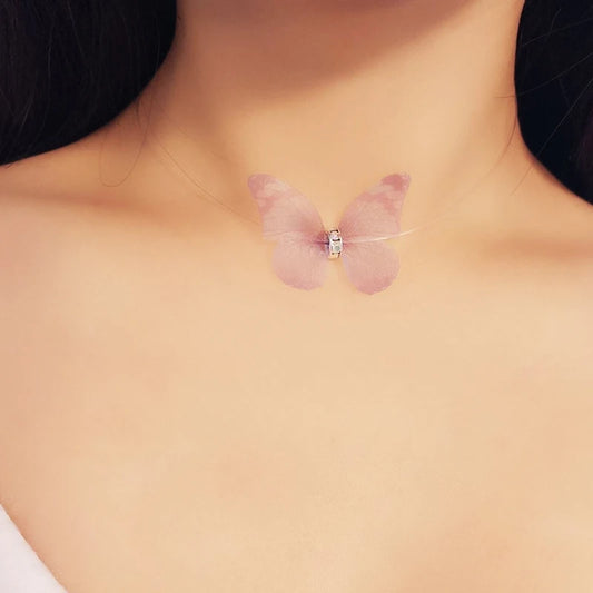 Kawaii Butterfly Crystal Choker 🌈✨ - Colorful Yarn Necklace for Girls & Women 🎀💖 - Perfect Gift for Parties!