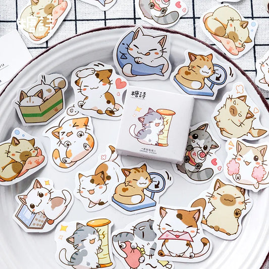 Kawaii Cat Paradise 🎀 45pcs Adorable Decorative Stickers for DIY Diaries & Crafts 🐾 Perfect Gift for Kids!